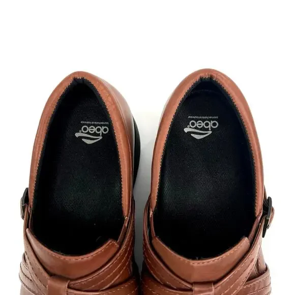 NWOT Abeo Womens Bella 24/7 Brown Leather Clogs Comfort Shoes Buckle - Picture 8 of 10